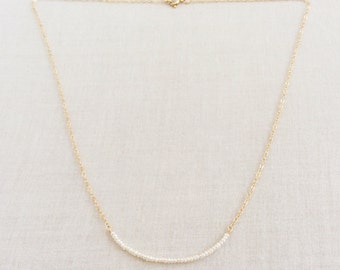 Tiny Pearl Necklace, 1.5 mm Dainty Pearl Necklace, Seed Pearl Necklace, Gold Pearl Necklace, Tiny Gold Pearl Necklace, Pearl Necklace, GBN6
