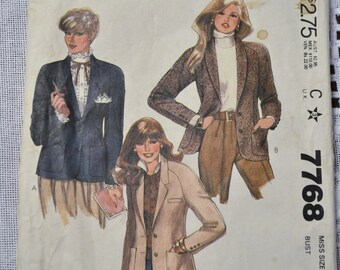 McCalls Sewing Pattern 7768 Misses Jacket Size 8 Fashion Clothing DIY PanchosPorch