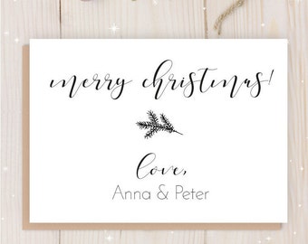 Printable Christmas Cards | Custom Greeting Card | Personalized Christmas Printable | Merry Christmas | Download | Minimalistic | 4on1page