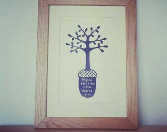 Little Acorns - an original handcut papercut by Loula Belle at Home