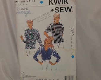 Kwik Sew Pattern 2130 Misses Knit Stretch Shirts Short Sleeve Long Sleeve Size XS S M S XL UNCUT 1991