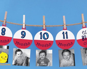 1 - 12 Month Fishing Bobber Photo Banner | The Big One Fishing Birthday | Bobber Milestone banner | Fishing Birthday Decorations | DIGITAL