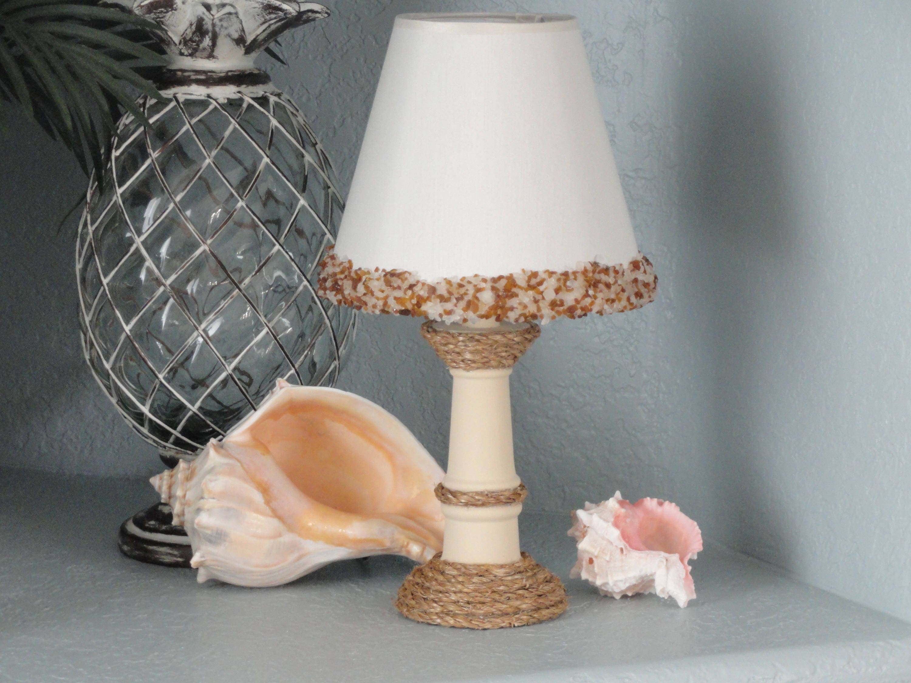 Beach glass lamp coastal accent lamp coastal decor beach