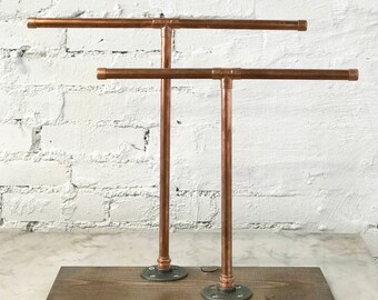 Industrial Copper Pipe Jewelry Stand