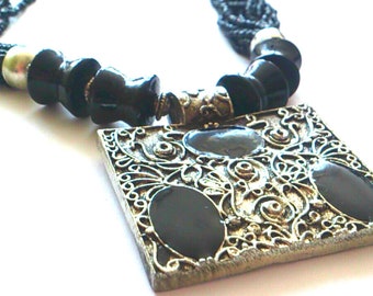 necklace, hand made, enamel, beads,