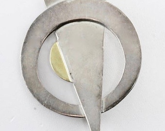 Taxco Mexico, Sterling Silver and Brass, Vintage Brooch, Made in Mexico, Hecho in Mexico