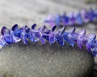 Czech Glass Flower Beads 10Pcs, Ultraviolet 10/12mm, Glass Flower Beads