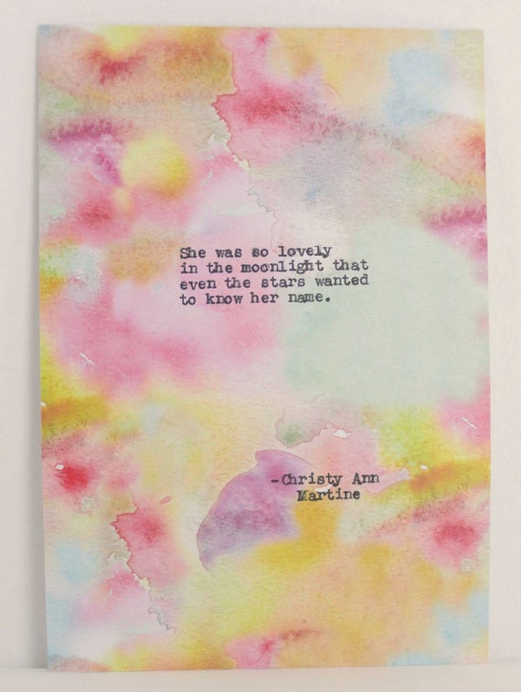 Gifts for Girlfriend - She Was So Lovely Love Quote Hand Typed by Poet onto Unique Cardstock Paper