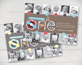 Airplane Timeline First Birthday Invitation