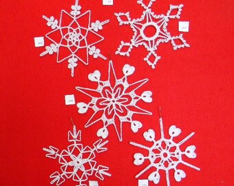 PDF Patterns for 5 Crocheted Snowflakes - set 34