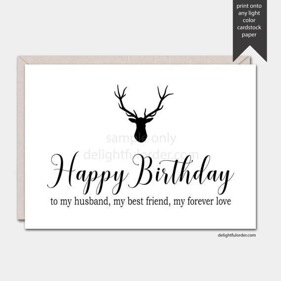 happy birthday husband printable greeting card 5x7 folded