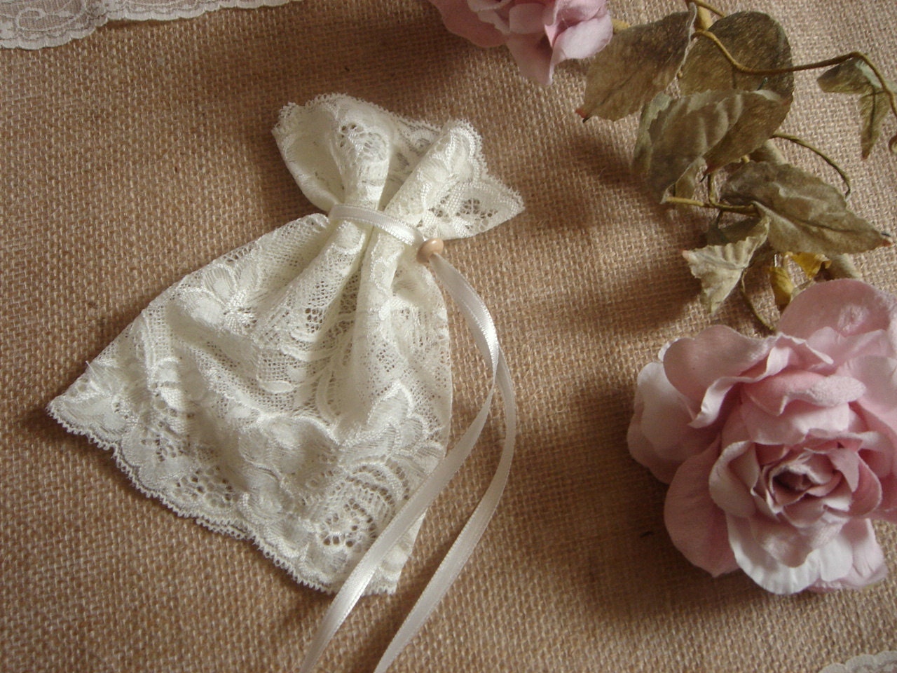 Ivory Lace Favor Bags Wedding Lace Favor Bags 100 Vintage