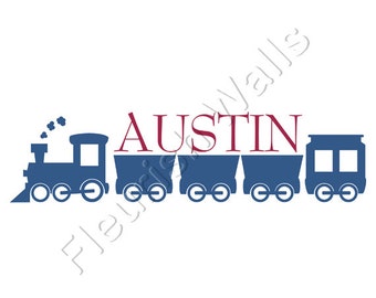 Boys Name Decal - Personalized Locomotive Train Wall Decal for Baby Boy Nursery Boys Room or Childrens Playroom Vinyl Wall Art Decor BN013