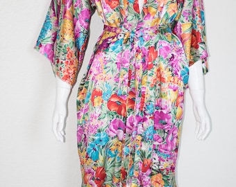 Vintage Floral Duster Robe Kimono