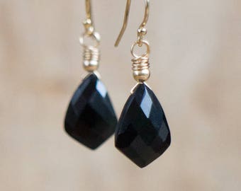 Black Onyx Earrings, Gift for Her, Stone Earrings, Geometric Earrings, Gold, Silver, Drop Earrings, Onyx Jewelry, Black Earrings, Dangle