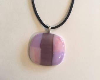 Multi purple fused glass necklace