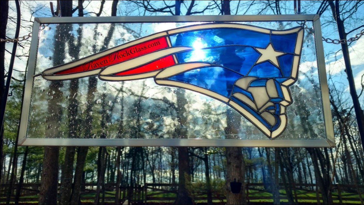 New England Patriots Stained Glass Panel NFL Football