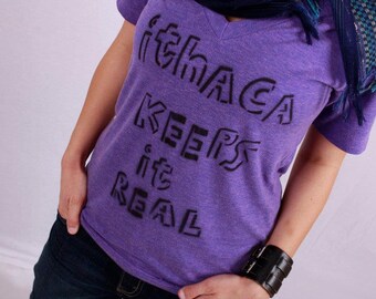 Purple "Ithaca Keeps It Real" Tee