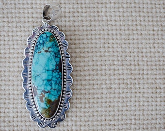 Pendant, sterling silver, hand-stamped design, scalloped edges, one-of a kind