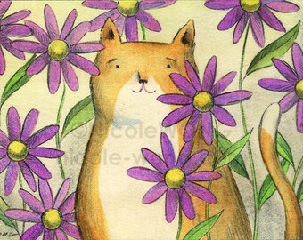 Original ACEO Drawing and Painting -- Daisies