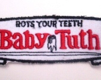 Baby Tuth Candy Bar Velveteen Retro 1970's Vintage Sewing Patch Applique