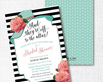 Wear A Hat Bridal Shower Invitation, Printable, Big Hat Invite, Brunch, Wedding, Luncheon, Tea Party, Kentucky Derby, Southern, Horse Race