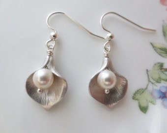 Calla Lily Flower 925 STERLING SILVER / Gold Filled Earrings--Bridesmaid Gift--Perfect Gift for mom for friends Birthday Present for her