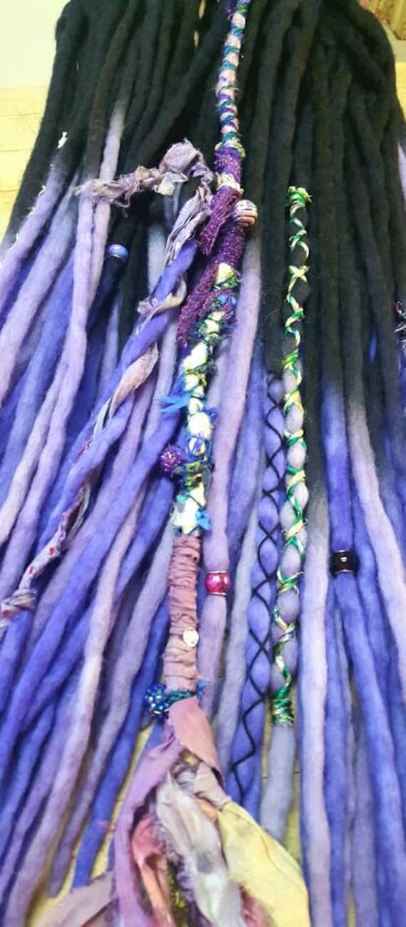 Wool Dreadlocks Set of 35 with matching Bohemian Charm Hair
