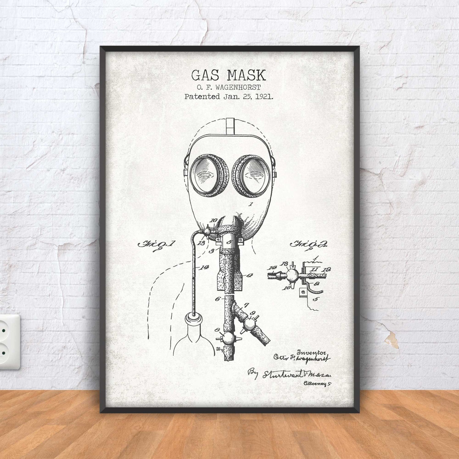 GAS MASK patent print gas mask blueprint gas mask poster