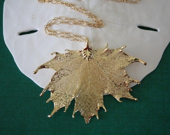 Gold Leaf Necklace, Real Leaf Necklace, Maple Leaf, Gold Maple Leaf, LC20