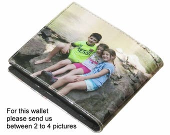 Extra LARGE custom wallet for men made using pictures from you - FREE SHIPPING - gifts for dad boyfriend man personalized images from me