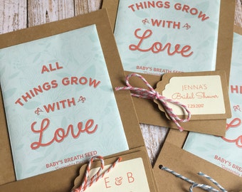12 - Seed Packet Favors, Wedding Flower Seed Favors, Bridal Shower Flower Seed Favors, All Things Grow Seed Favors, Personalized Seed Favors