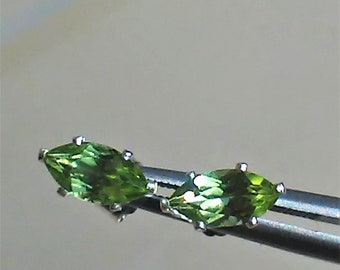 Marquise Peridot Stud Earrings Sterling Silver 1.30ct
