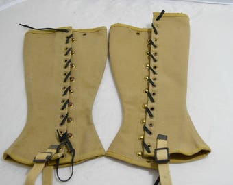 1940's WWII Military Spats, Gaiters, Leggings Made by The Rumley Corporation