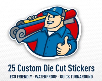 Custom Stickers - Waterproof Stickers - 25 Vinyl Stickers Cut to Shape, Die Cut Sticker, shaped stickers, custom labels, bulk stickers