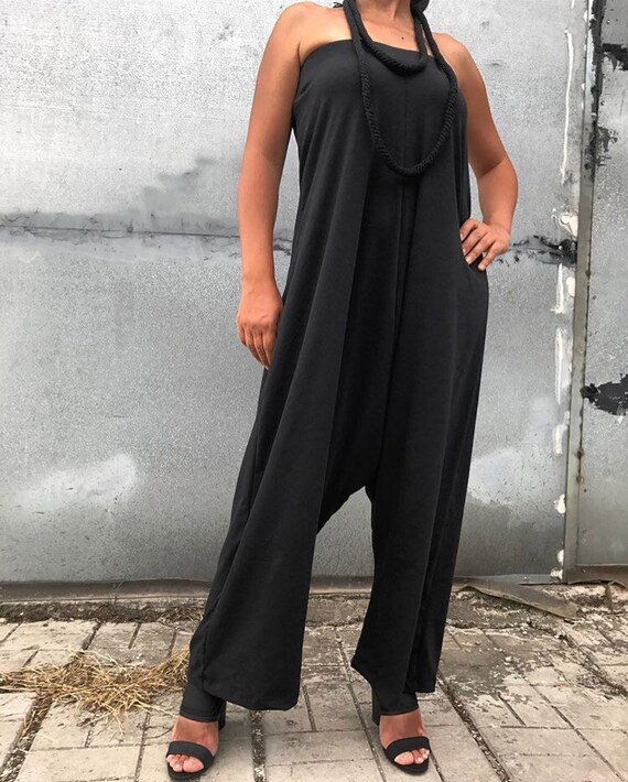 Black Jumpsuit / Loose Romper / Overall / Playsuit by JMSTYLE