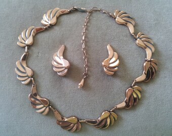 Vintage Renoir Copper Necklace and Matching Earrings, Vintage Deco Renoir Copper