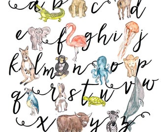 Watercolor Animal Alphabet Print