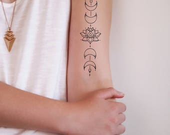 gold and silver white moon phase temporary tattoo boho gold and silver white moon phase temporary tattoo boho