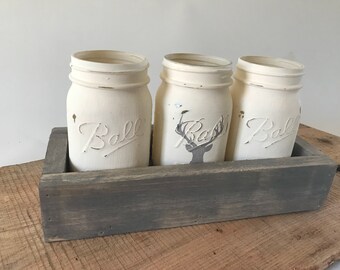 Farmhouse mason jars, rustic mason jar centerpiece