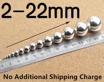 Sterling Silver Beads, 925 Sterling Silver Beads, Sterling Silver Round Beads, 925 Silver Round Beads, 925 Silver Ball Beads 2mm - 22mm
