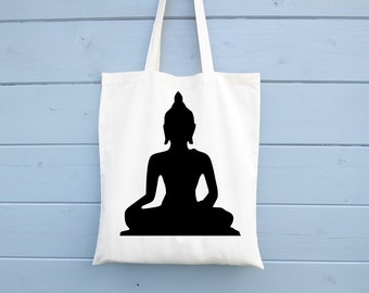 Buddha, Tote Bag, Om, Shopping Bag, Gift for Her, Cotton Bag, Canvas Bag, Market Bag, Grocery Bag, Shopper, Reusable, Biodegradable Cotton