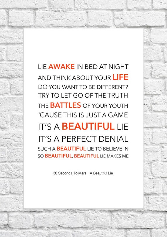30 Seconds To Mars A Beautiful Lie Lyrical Song Art Poster