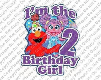 Sesame Street Elmo & Abby Cadabby 2nd Birthday I'm the Birthday Girl Iron On Transfer Instant Download Matching Tshirts Clipart Birthday
