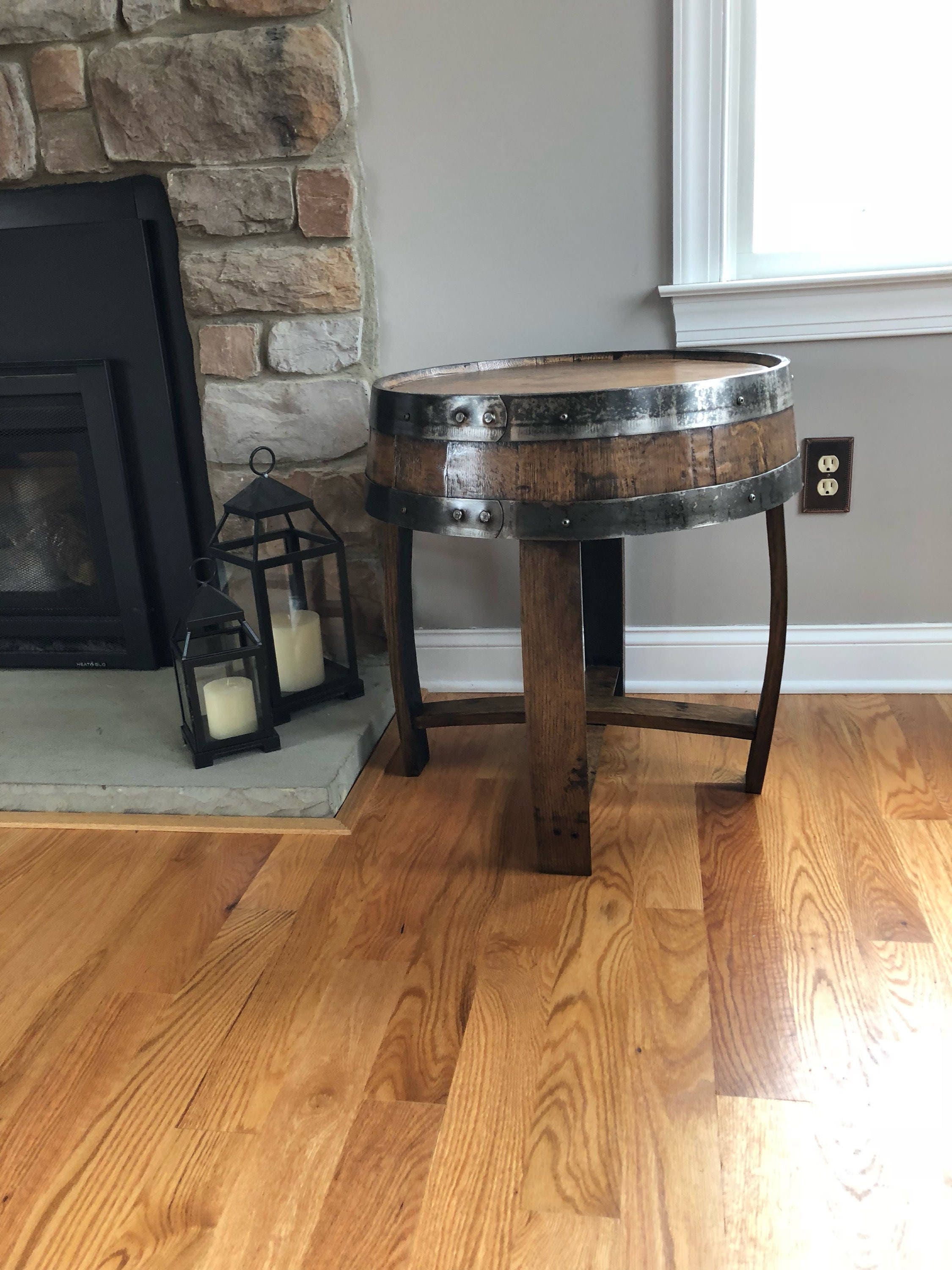 Handcrafted Oak Whiskey Barrel End Table
