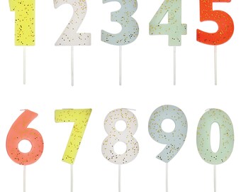 Number Birthday Candles with Gold Glitter - Pick Any Combo of Meri Meri Number Candles- Perfect for any birthday party!