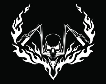 Motorcycle Logo #8 Skull Chopper Handle Bars Flames Bike Biker Mechanic Repair Shop Tattoo Logo.SVG .EPS .PNG Vector Cricut Cut Cutting File