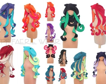 Plain Fleece Octo-Hat. Medium body-8 waist length tentacles