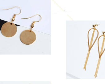 Kit diy earring round oval tassel star leaf chain