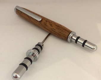 Bespoke handturned wooden clipped seam ripper & stiletto tool quick unpick unique gift